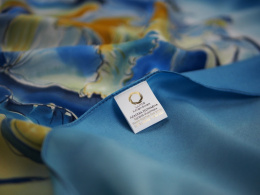 Turquoise silk satin scarf, 70x70cm