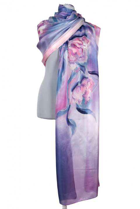 SZM-056 Hand-painted silk scarf, 250x90 cm (1)