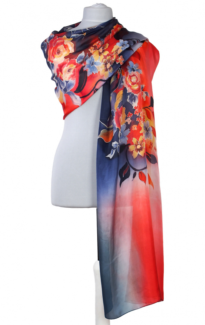 SZM-050 Hand-painted silk scarf, 250x90 cm (1)