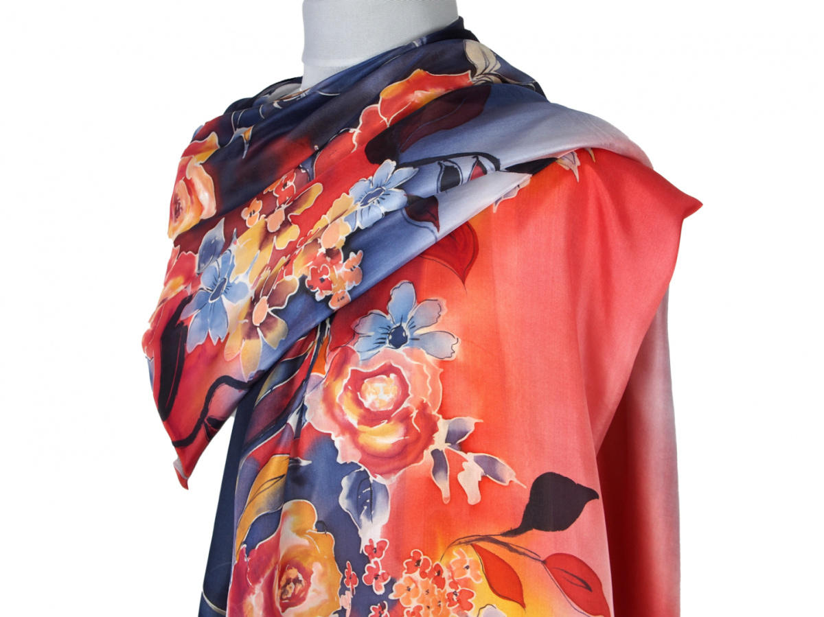 SZM-050 Hand-painted silk scarf, 250x90 cm (4)