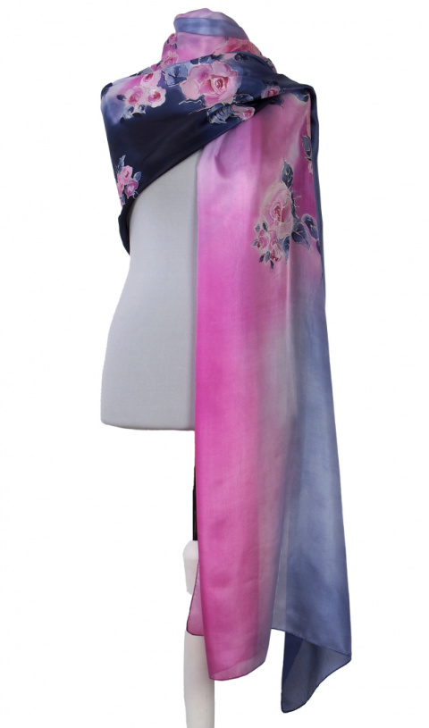 SZM-053 Hand-painted silk scarf, 250x90 cm (1)