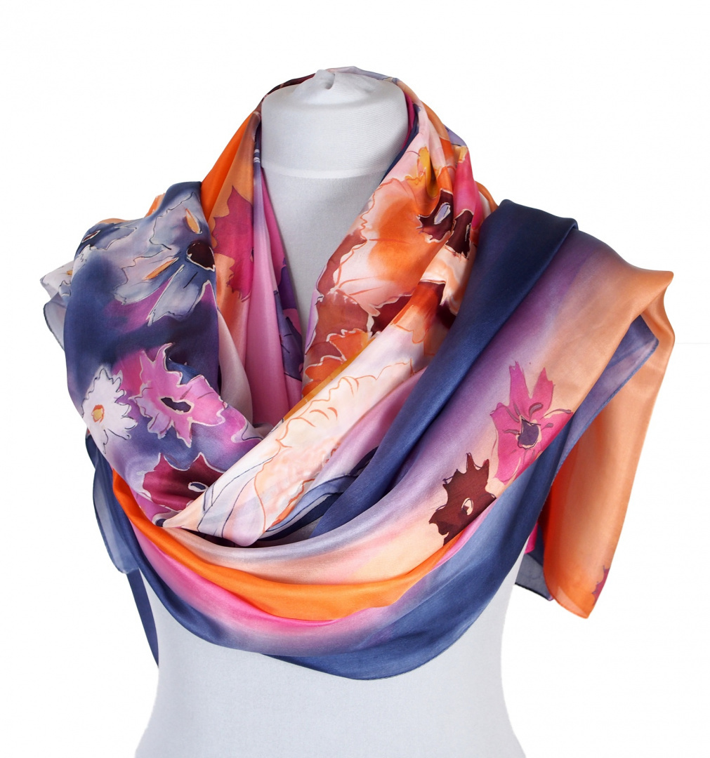 SZM-069 Hand-painted silk scarf, 250x90 cm (2)