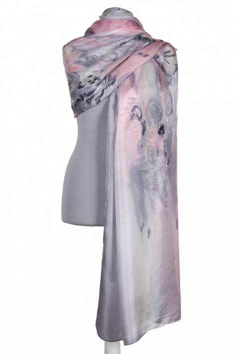 SZM-057 Hand-painted silk scarf, 250x90 cm (1)