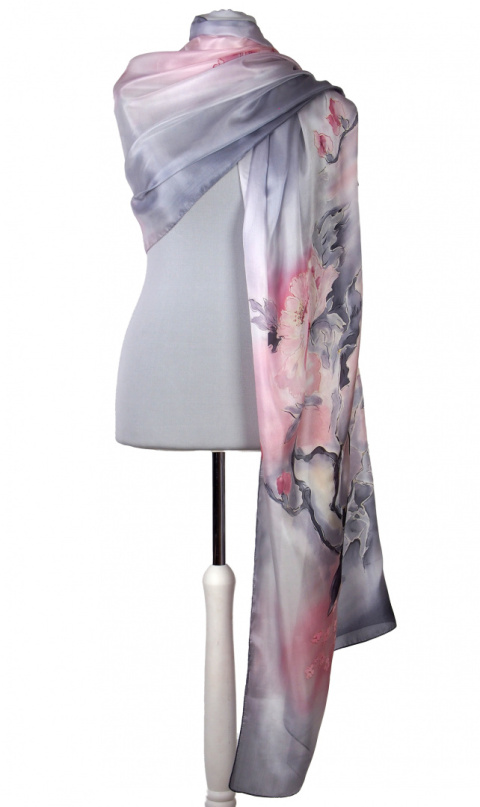 SZM-047 Hand-painted silk scarf, 250x90 cm (1)