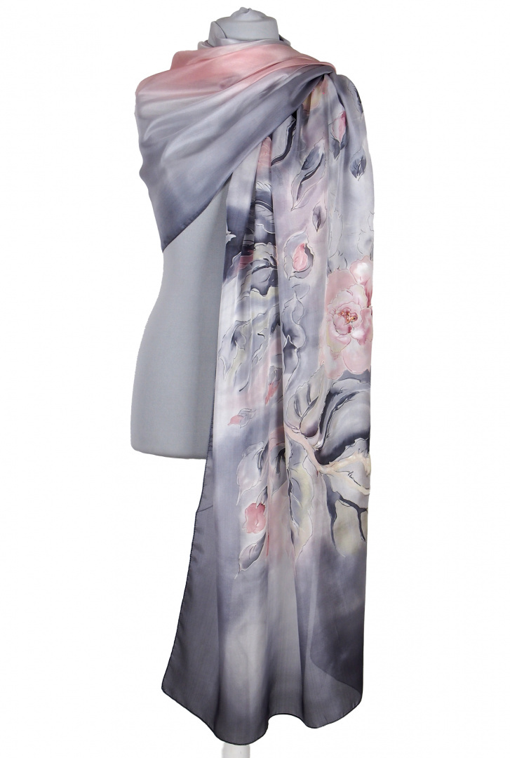 SZM-062 Hand-painted silk scarf, 250x90 cm (1)