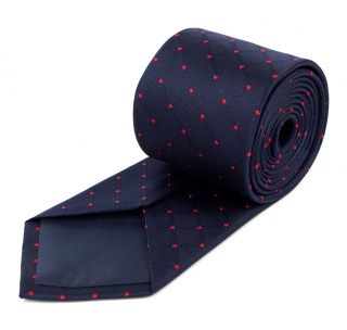 Navy blue silk jacquard tie KR-356