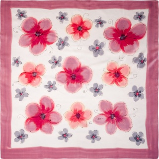 AM7-223 Hand-painted silk scarf, 70x70cm