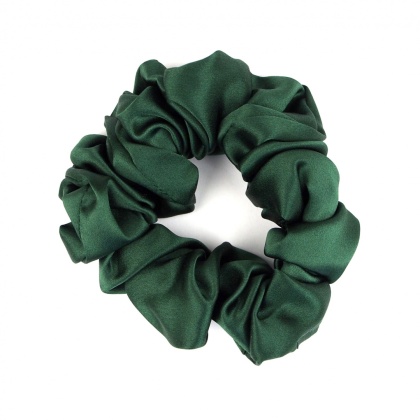 Jedwabna gumka do włosów scrunchie zielona JGS-004