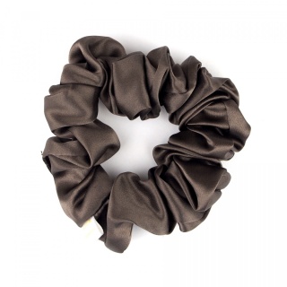 Jedwabna gumka do włosów scrunchie brązowa JGS-001