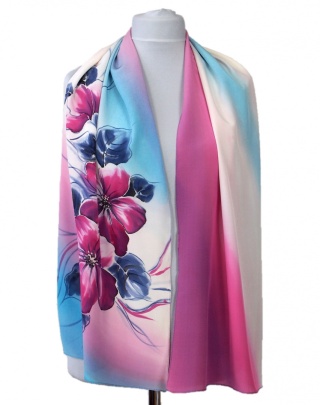 Szal jedwabny, ręcznie malowany, 170x45 cm SZ-346