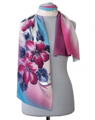 Szal jedwabny, ręcznie malowany, 170x45 cm SZ-346