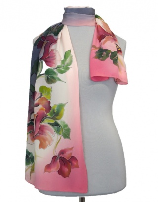 Szal jedwabny, ręcznie malowany 170x45 cm SZ-359