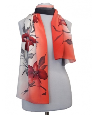 Szal jedwabny, ręcznie malowany, 170x45cm SZ-360