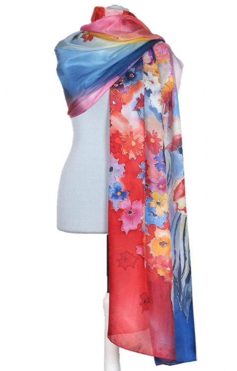 SZM-072 Hand-painted silk scarf, 250x90 cm(1)