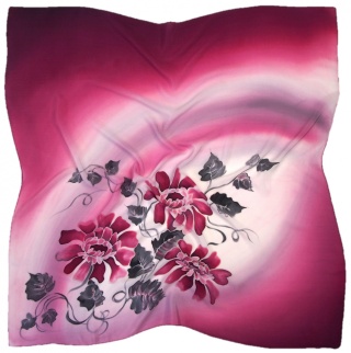 AM-707 Hand-painted silk scarf, 90x90cm