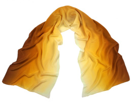 Yellow and White Silk Scarf Hand Shaded, 170x45cm