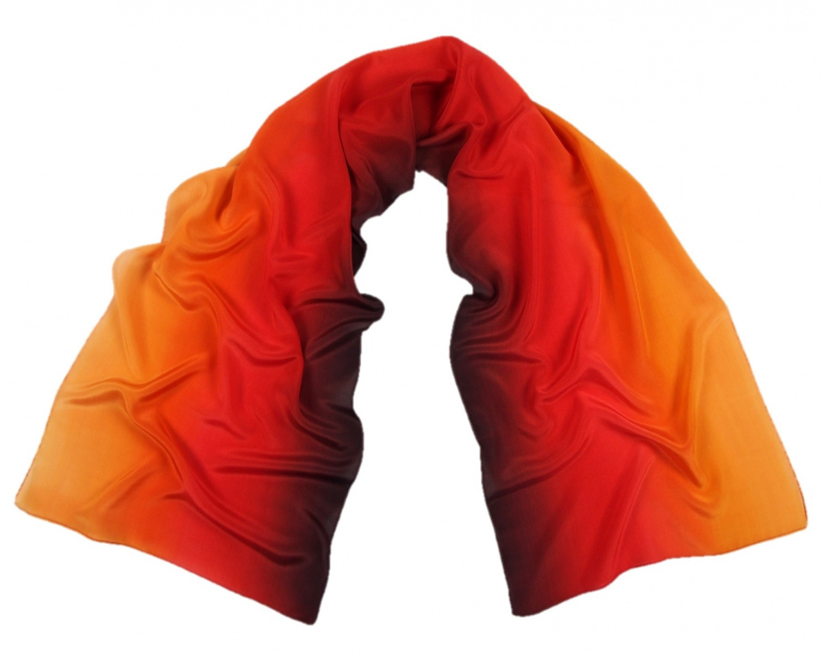 SZC-006 Silk scarf, hand shaded, 170x45 cm