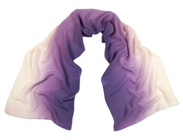 Violet-White Silk Scarf, Hand Shaded, 170x45cm