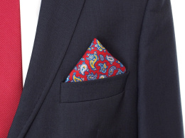 PJ-157 Burgundy silk pocket square with a pattern