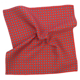 PJ-167 Red Silk Pocket Square with a Pattern
