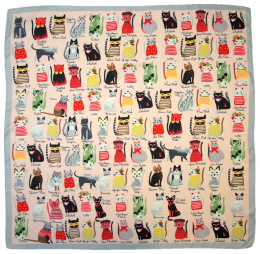 AP-010 Large Printeded Cats Scarf, 90x90