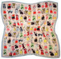 AP-010 Large Printeded Cats Scarf, 90x90(1)