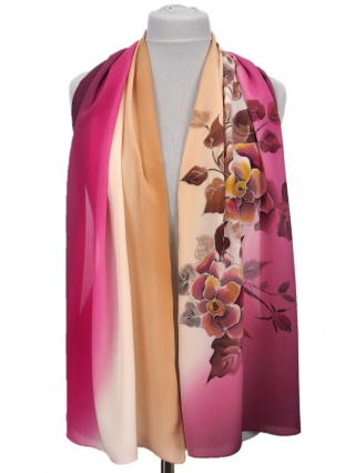 Szal jedwabny, ręcznie malowany, 170x45 cm SZ-377