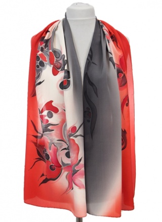 Szal jedwabny, ręcznie malowany, 170x45 cm SZ-373