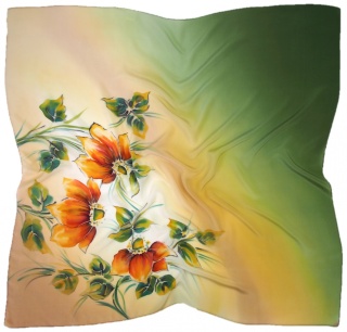 AM-111 Hand-painted silk scarf, 90x90cm