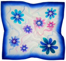 AM7-227 Hand-painted silk scarf, 70x70 cm