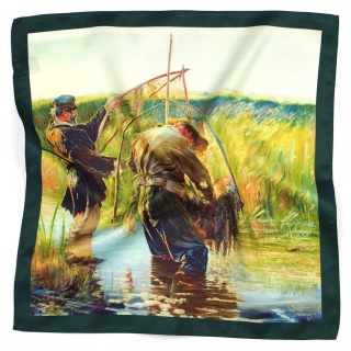 Poszetka z reprodukcją obrazu "Rybacy" autorstwa Leona Wyczółkowskiego