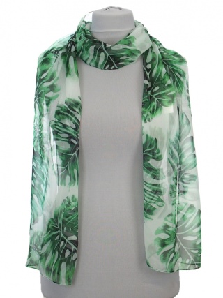 Monstera printed silk long scarf 205x45cm SD-013