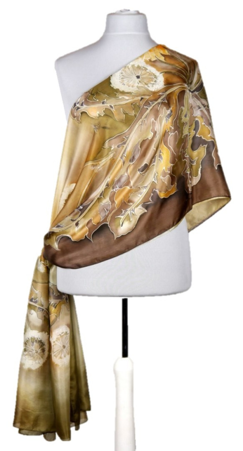 SZM-007 Hand-painted silk scarf, 250x90 cm(1)