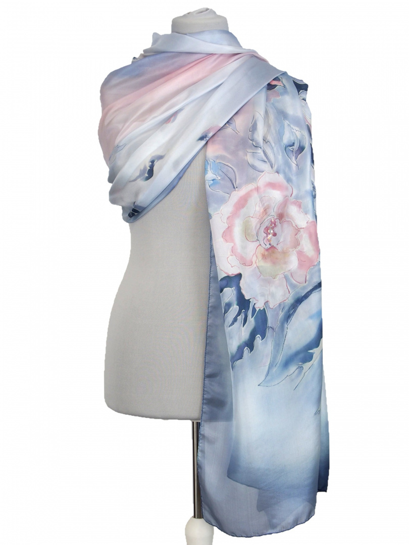 SZM-018 Hand-painted silk scarf, 250x90 cm(2)