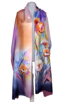 SZM-022 Hand-painted silk scarf, 250x90 cm