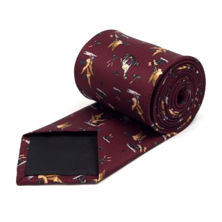 Hunting tie dogs and ducks burgundy KM-108