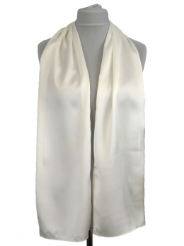 SZK-375 White silk satin scarf, 160x25cm