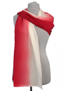 SZK-378 Red and White Silk Scarf, Hand Shaded, 170x45cm