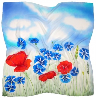 AM-824 Hand-painted silk scarf, 90x90cm