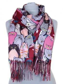SK-288 Women's Scarf Cashmere Touch Cats, 70x180 cm