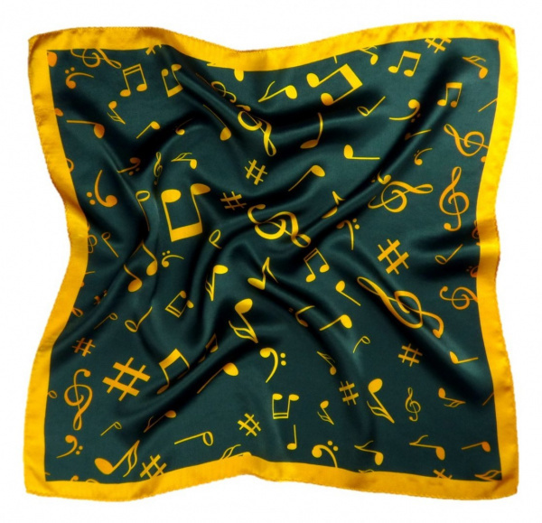 AN-007 Large Silk Scarf with Sheet Music, 85x85 cm