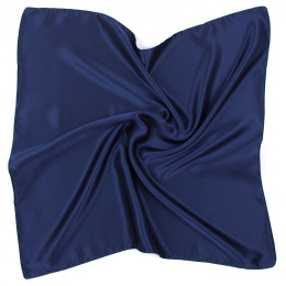 Navy blue silk satin scarf, 55x55cm
