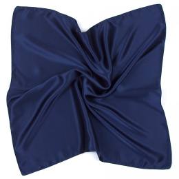 Navy blue silk satin scarf, 70x70cm