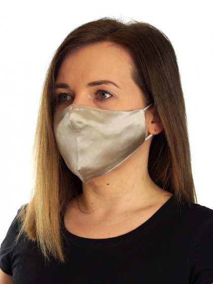 Hipoalergiczna jedwabna maseczka ochronna na twarz - beż