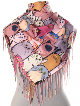 SK-304 Women's Scarf Cashmere Touch, Cats, 100x100cm