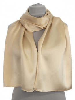 SKO-027 Light beige silk satin scarf 180x45cm