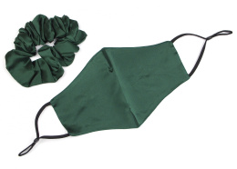 ZP-006 Green Silk Set - scrunchie + mask.