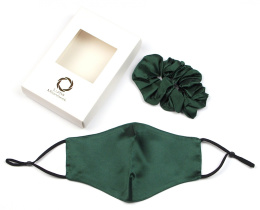 ZP-006 Green Silk Set - scrunchie + mask.