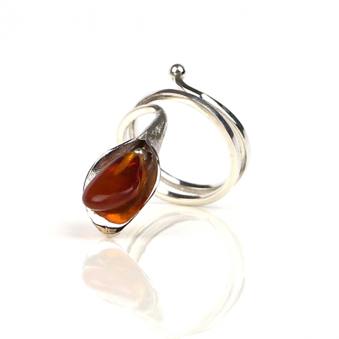 AB-100 Silver scarf ring with Baltic amber (925)(1)