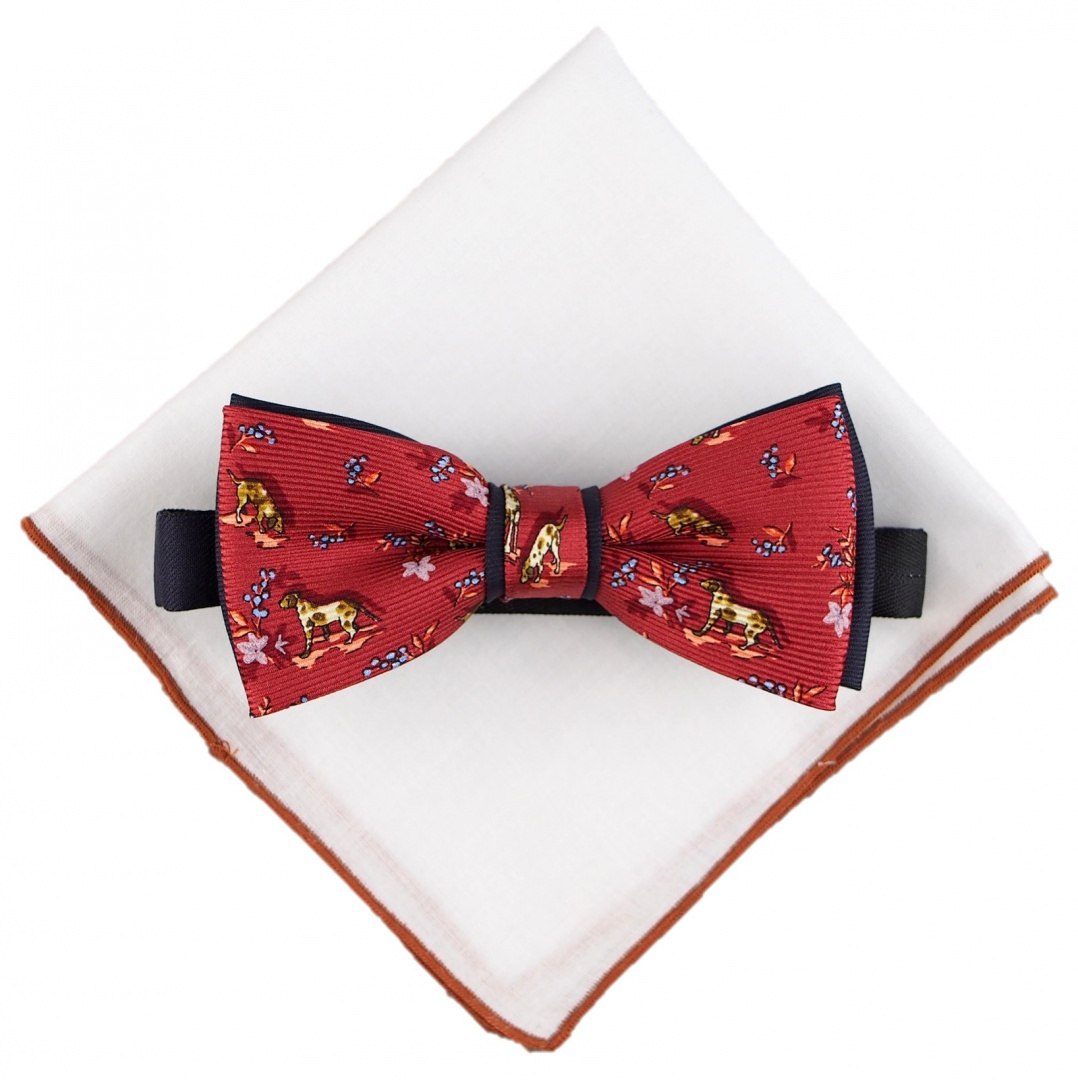 MP-001 Red Fly in a Set with a White Pocket Square